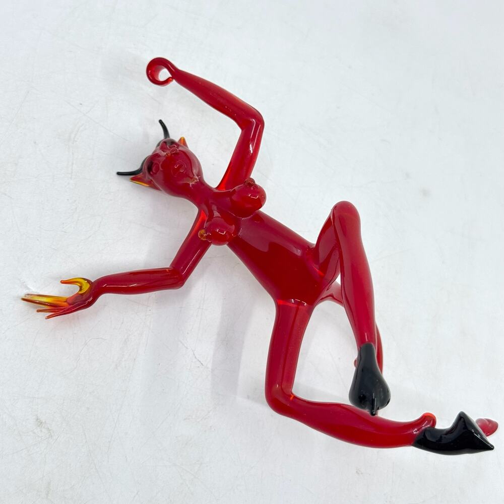 Vintage John Zinner Hand Blown Glass Art Female Devil